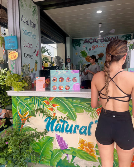 Girl getting an acai bowl at Gaia Costa Rica