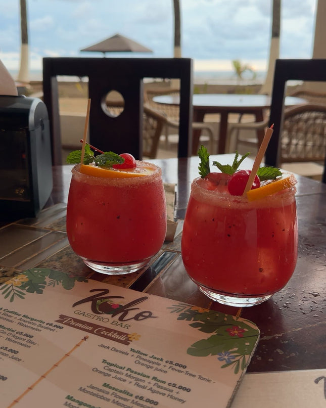 Fruity drinks at Koko restaurant Costa Rica