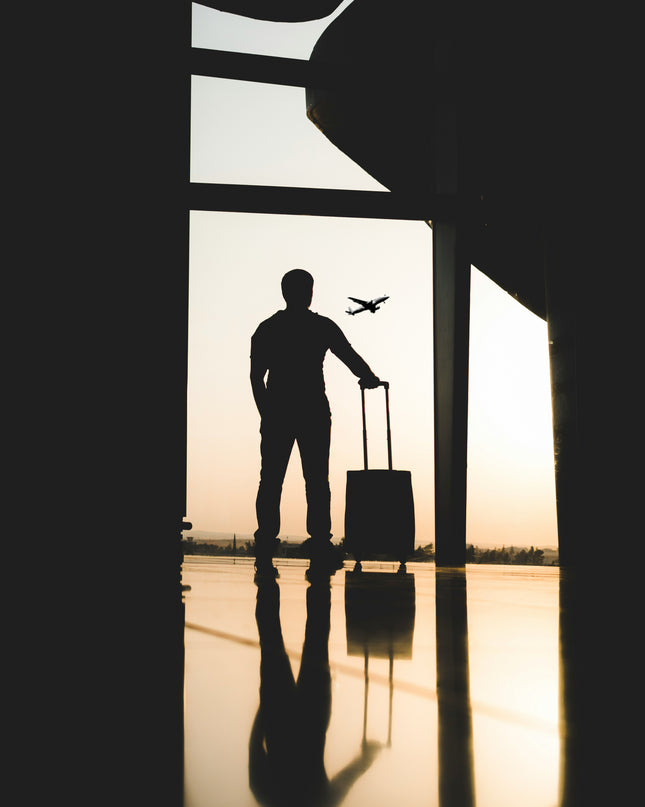 Waiting with luggage at the airport