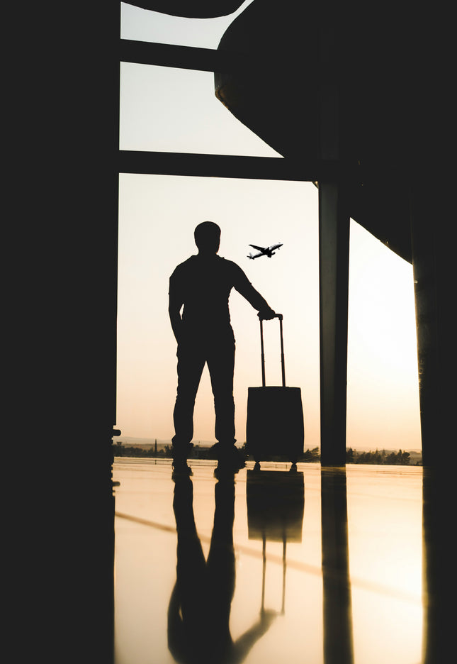 Waiting with luggage at the airport